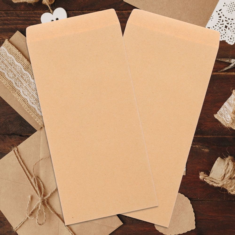 Light Yellow Self-Sealing Paper File Envelopes for Office and Daily Use, 50 Pieces, and Convenient