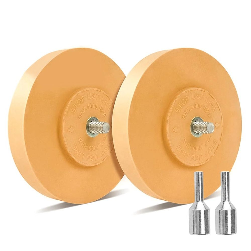 Decal Remover Eraser Wheel Adhesive Remover with Adapter 2 Pack 4 Inch Rubber Eraser Wheel for Drill Removes Car Vinyl