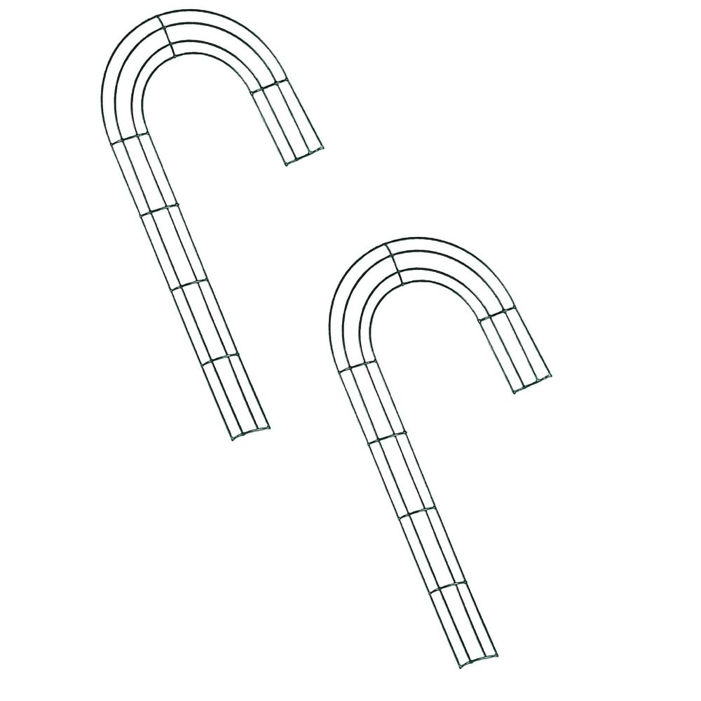 2 Pcs Christmas Candy Cane Wire Wreath Frame, Christmas J Shaped Candy Cane Wreaths Wire Frame For Garden Walkway And Other Outdoor Areas
