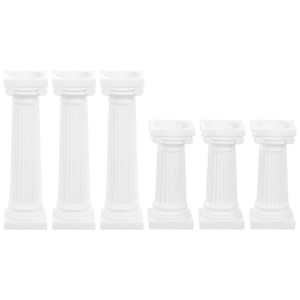 Set of 6 White Plastic Roman Pillar Sand Table Statues for Home Decor and Decorative Display