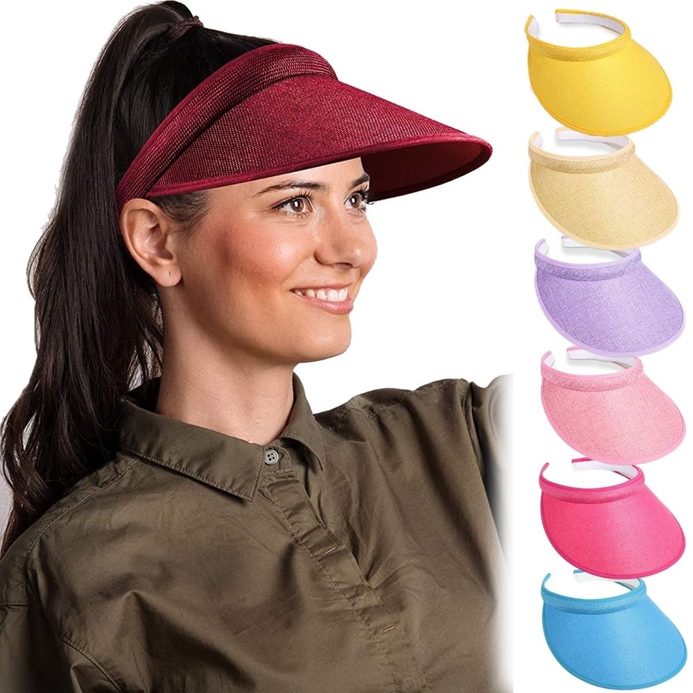 Sport Clip on Visor Adjustable Visor Hat One Size Cap with Visor Cloth Covered Brim Head Sun Visor for Women Men Golf Tennis Baseball