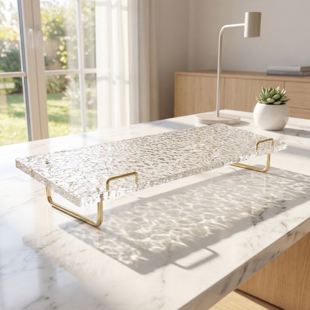 Clear Acrylic Computer Keyboard Stand for Desk with Elevated Airflow Ventilation and Modern Style