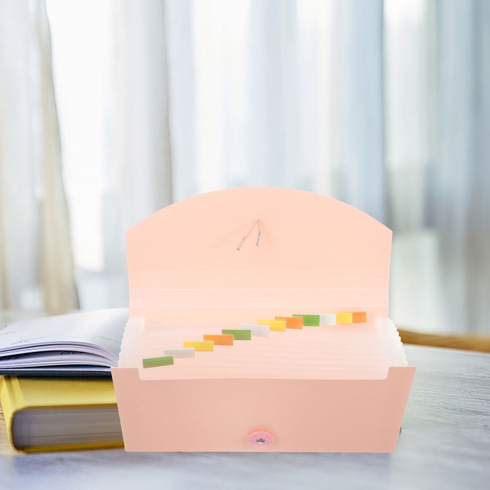 Plastic Receipt Organizer Box with Simple Pouch for School and Office Use, 1 Set
