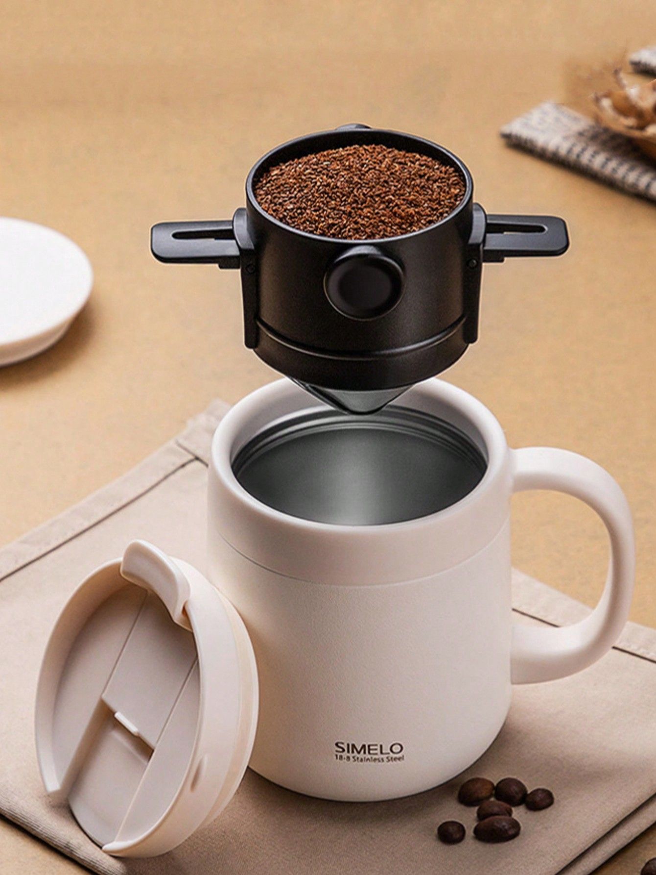 Stainless Steel Coffee Filter - No Paper Needed, Portable Foldable Design With Handle - Drip Filter Cup For Home & Travel Black 1Pcs