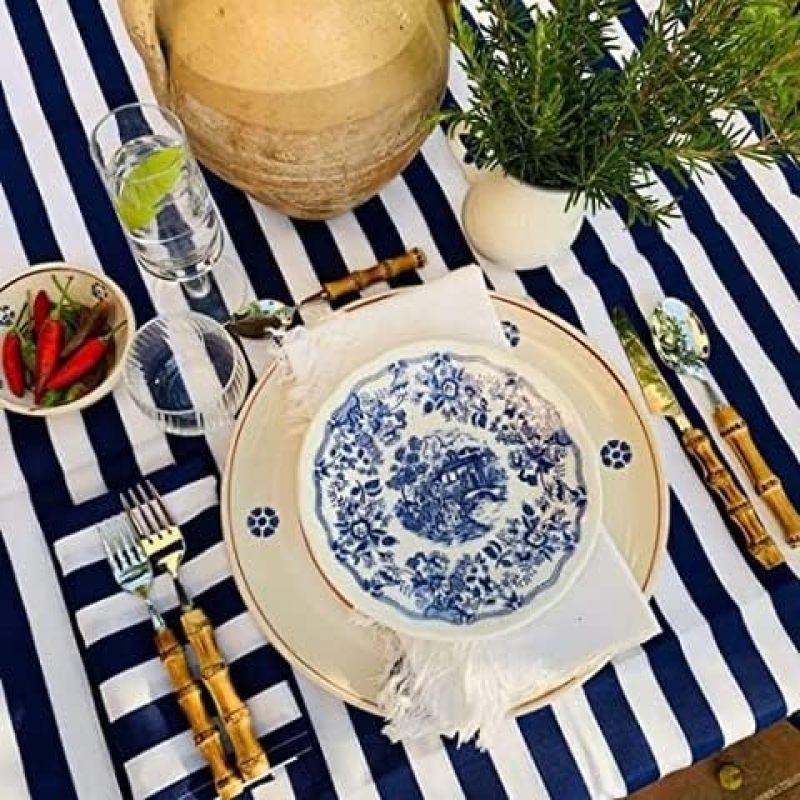 5-Pieces Bamboo Silverware Set, Natural Bamboo Handle Flatware, Cutlery and Utensils Set, Stainless Steel,Dinnerware