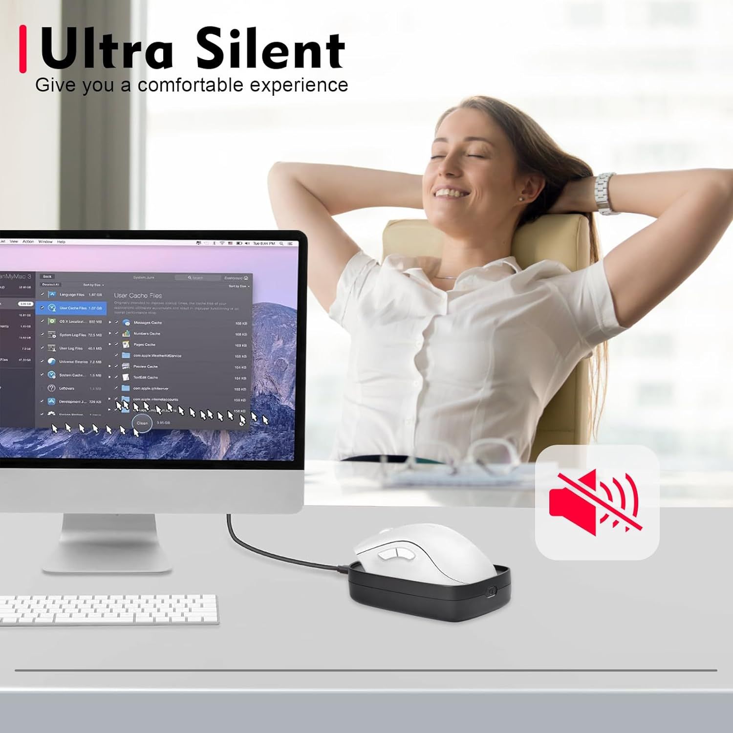 Mouse Mover Device Undetectable with Drive Free USB Cable and 5V1A Adapter, Ultra-Silent Simulates Realistic Movement Mice Mover