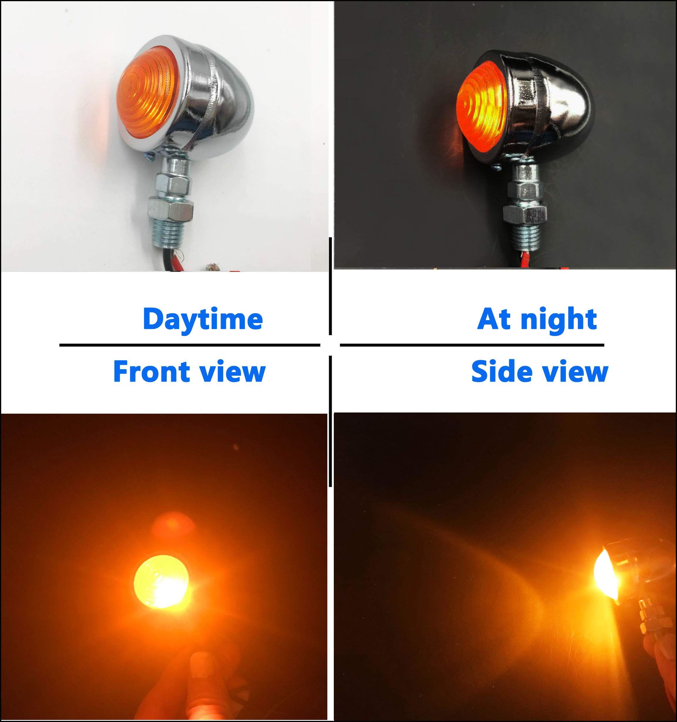 Universal Motorcycle Turn Signals Bullet Blinker Indicator Lights Amber Lamp Light for Chopper (1 PAIR) (SILVER)