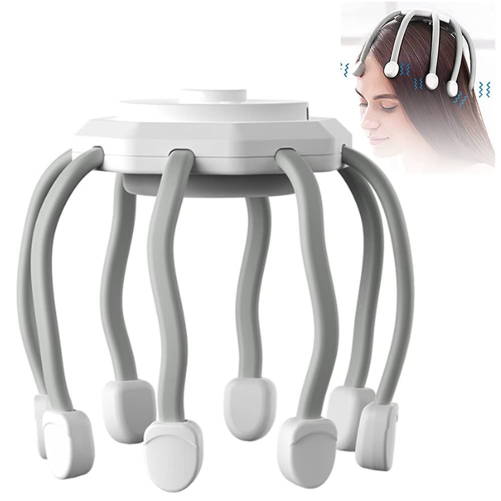 Scalp Massager, New Electric Scalp Massager with 3 Modes 360 Degree Head Massager, Portable and Cordless (White-Basic Version)