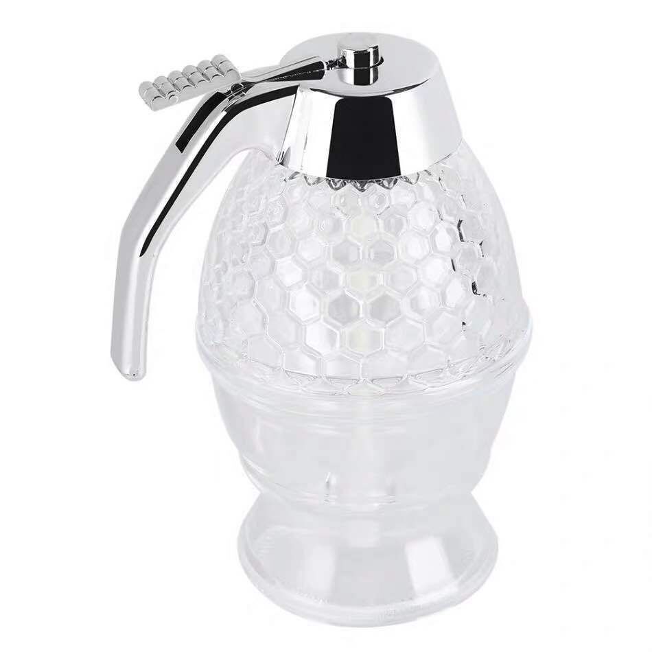 Squeeze Honey Dispenser,Plastic No Drip Maple Syrup Dispenser,Juice Jar Container Bee Drip Dispenser, Honey Pot with Stand