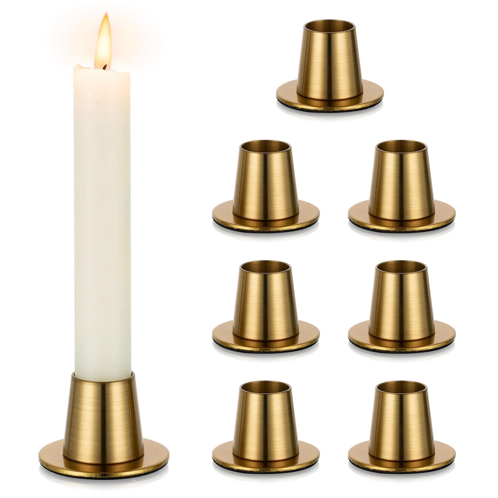 Taper Candle Holders Gold: 8 Set of Brass Candlestick Tapered Holder Bulk Vintage Candles Stick Tapers Holder Short Iron Candle