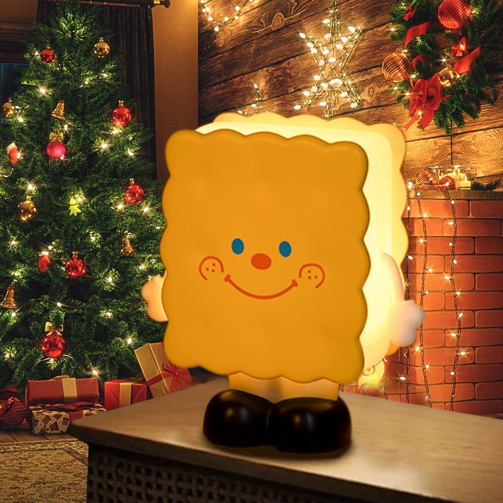 Night Light for Kids Cute Cookie Shape Bedside Nightlight Lamp USB Rechargeable Night Lamp Adjustable Brightness for Toddler