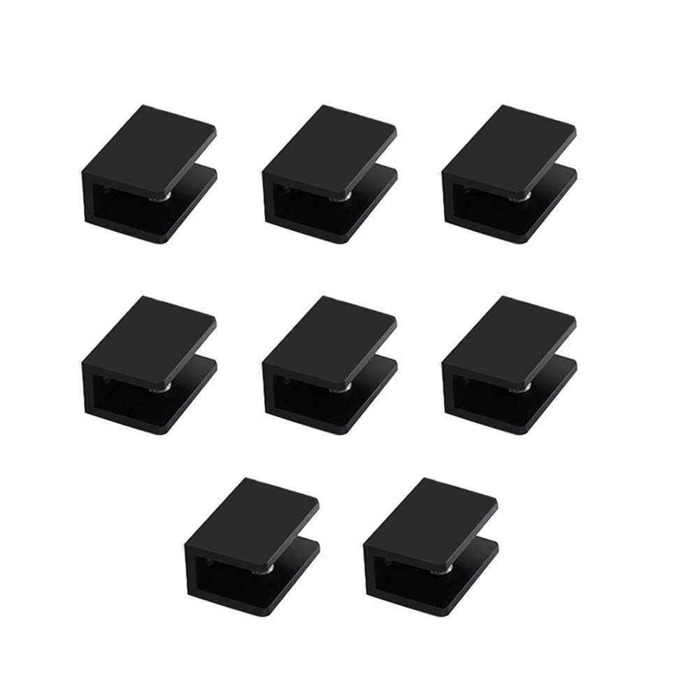 Pack of 8 Aluminum Alloy Square Glass Shelf Clamp Clip Holder Support Bracket (B: Suitable for 5-8 mm Thick Glass)