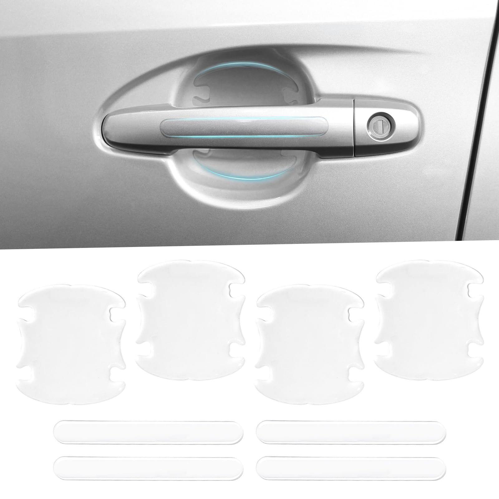 8PCS Car Door Handle Protector, Auto Door Bowl Anti-Scratches Silicone Guards, Car Bumper Rearview Mirrors Anti-Collision Strips