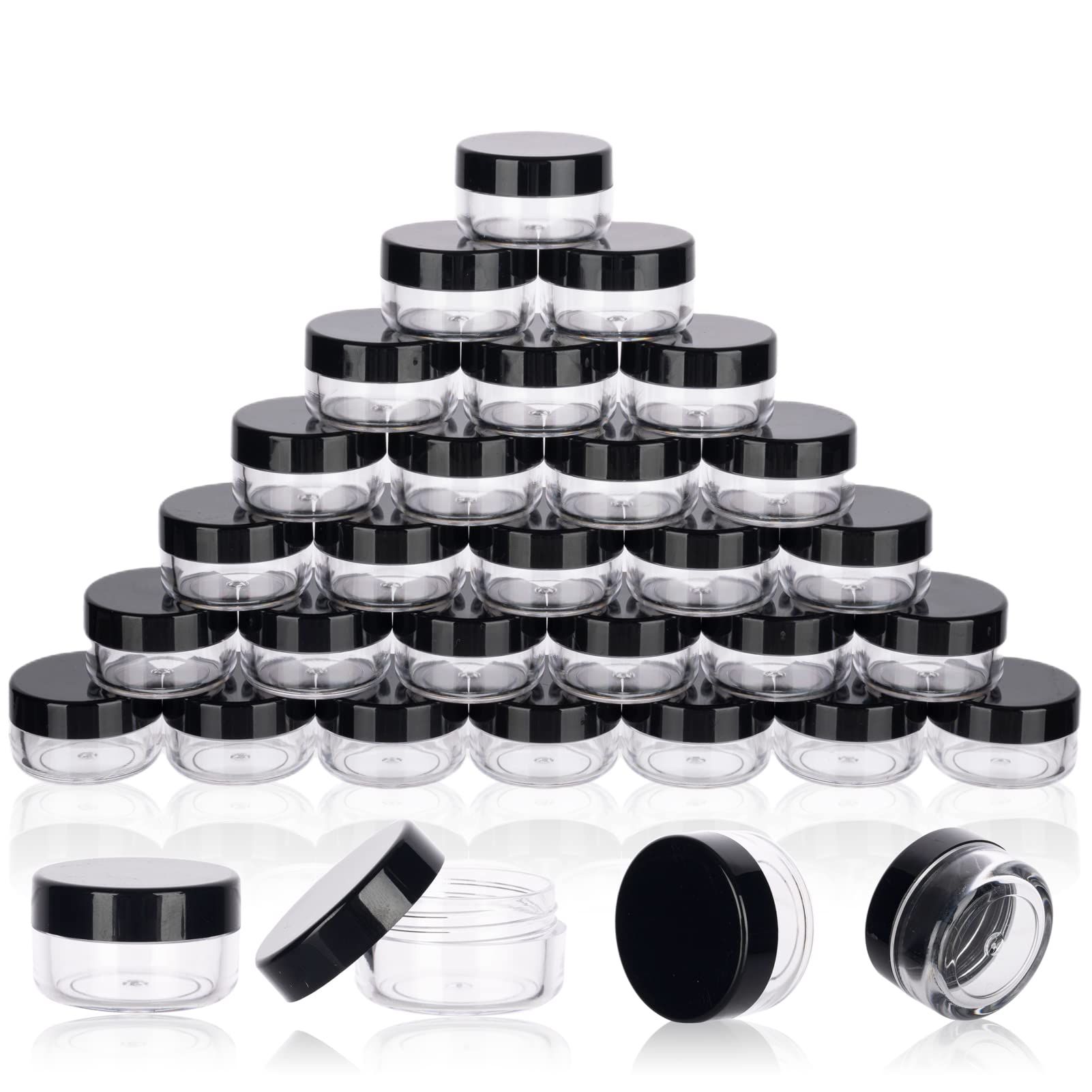 50 Count 5ML Sample Jars, Empty Cosmetic Containers with Lids, Small Makeup Travel Containers for Glitter, Lotion, Cream