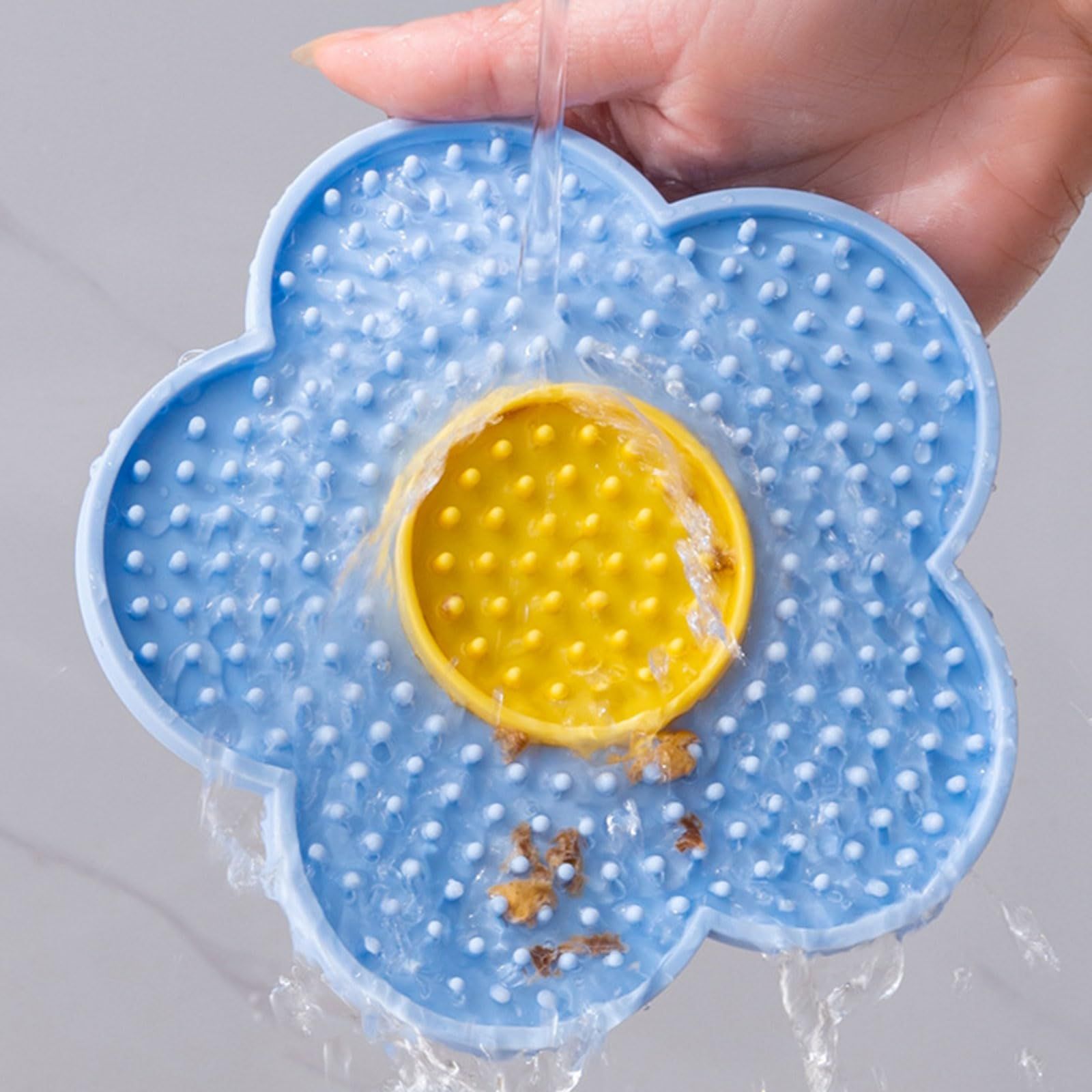 Lick Mat for Dogs Cats Flower Shaped Pet Slow Feeder Dog Cat Puppy Bowl Lick Pad for Dog Fun Alternative Blue one-Size