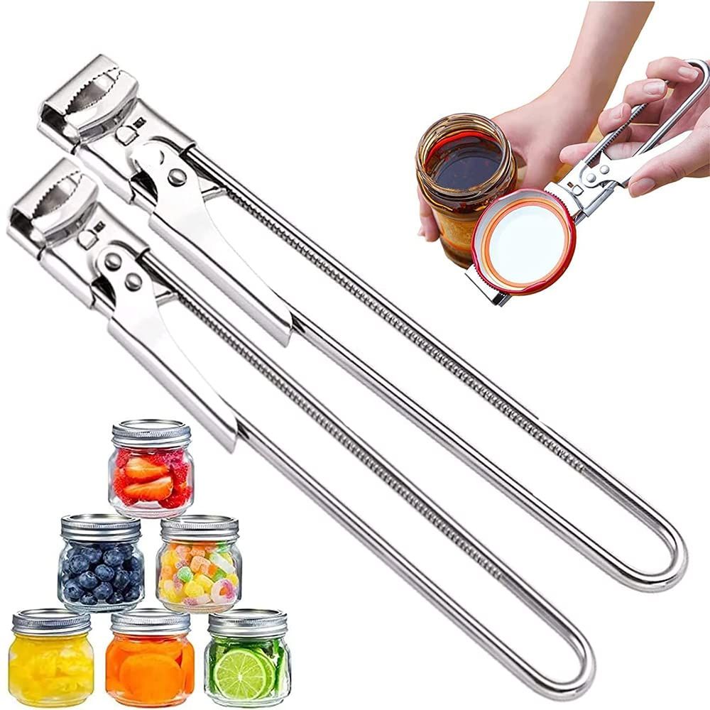 2pcs Adjustable Jar & Bottle Opener, Adjustable Multifunctional Stainless Steel Can Opener Jar Lid Gripper, Manual Jar Opener