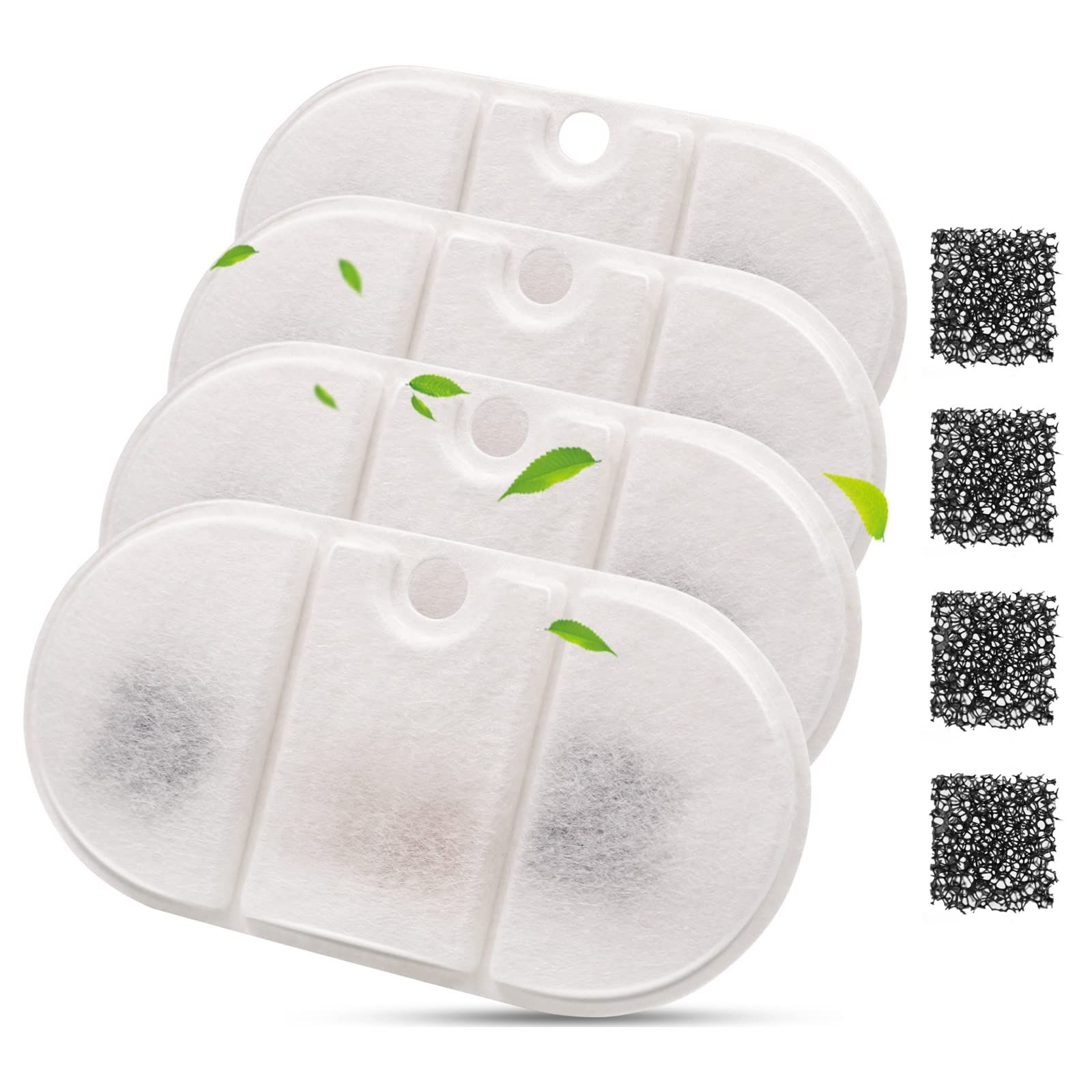 Cat Fountain Filters Replacement for Cat Water Fountain, Carbon Ion-Resin Filters& Sponge Filters for Pet Fountain Dispenser
