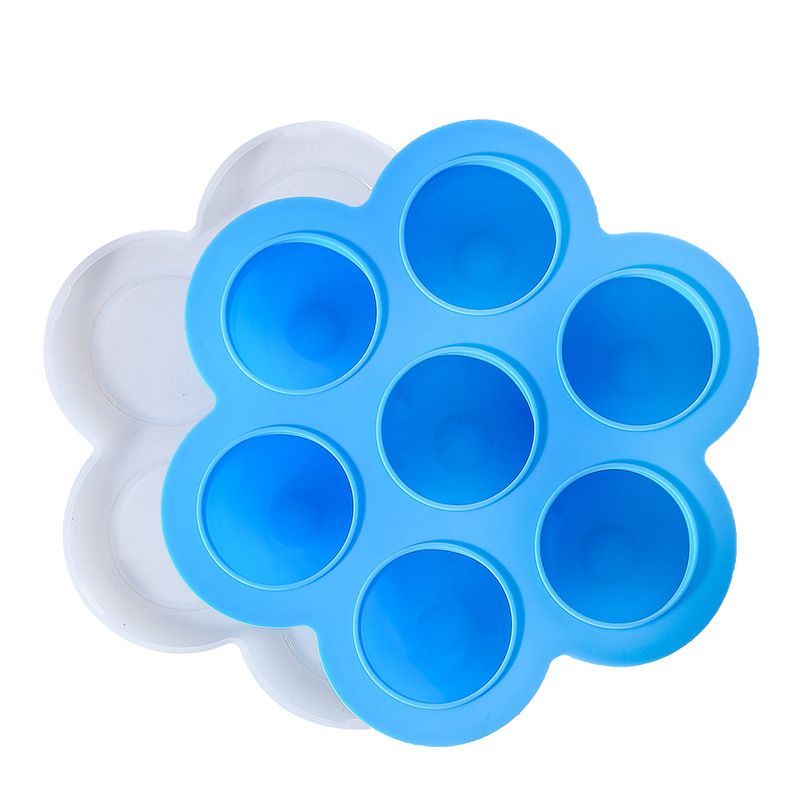 7 Grid Food Storage Container, Blue Food Supplement Box Reusable Silicone Food Mold with Lid Freezer Storage Containers for Home