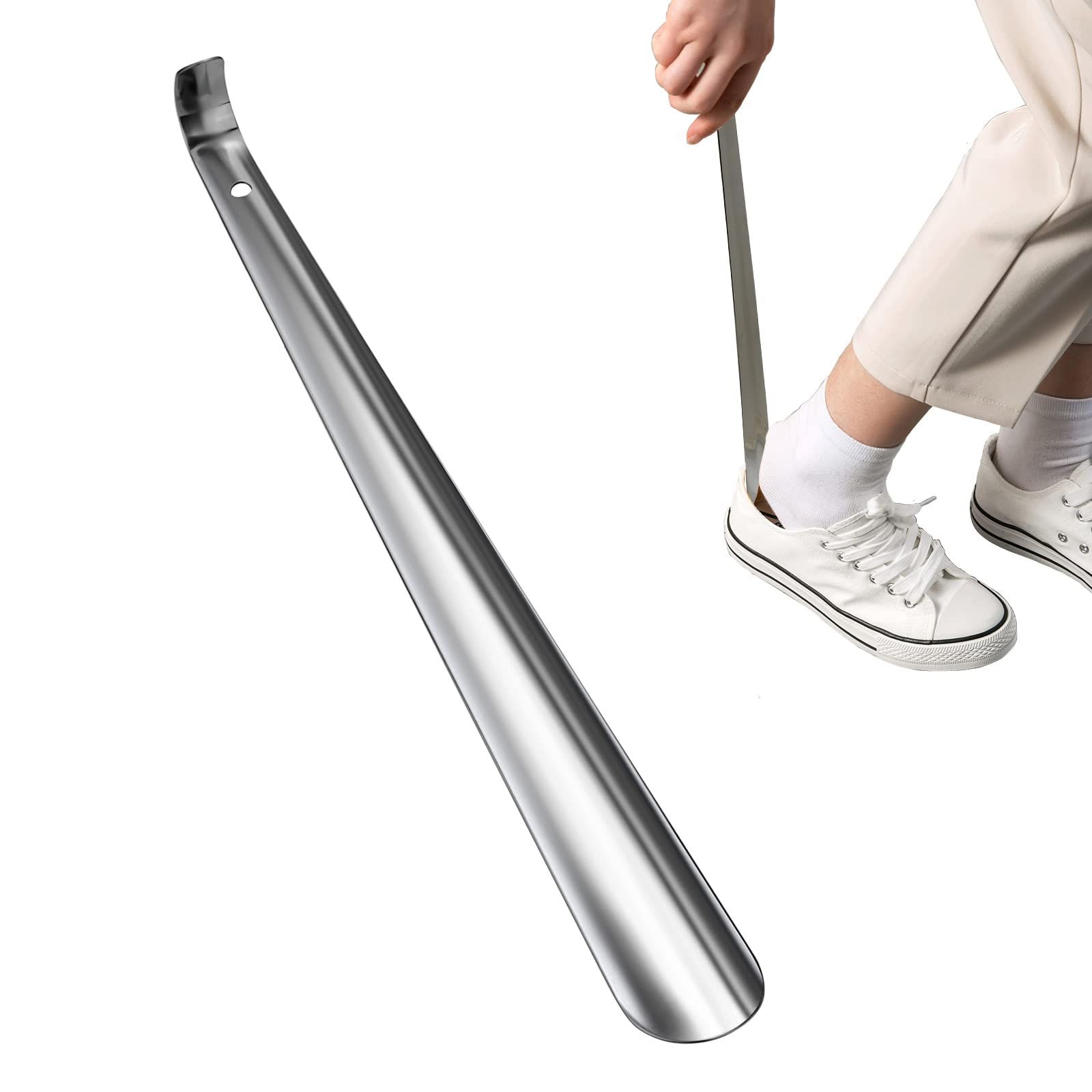 Shoe Horn Long Handle for Seniors,16.5" Long Metal Shoehorns for Men Women Kids,Travel Stainless Steel Shoe Horn Shoe Slip on Tool