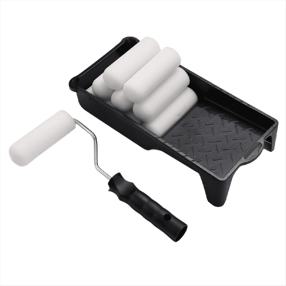 4inch Foam Paint Roller, Roller Frame with Mini Cover Replacement Covered Ends, (12 Pieces)