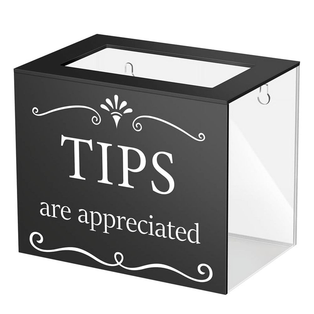 Tip Jars for Money Acrylic Cash Box Donation Bucket 6x4x5 Inch Storage Container Suggestion Raffle