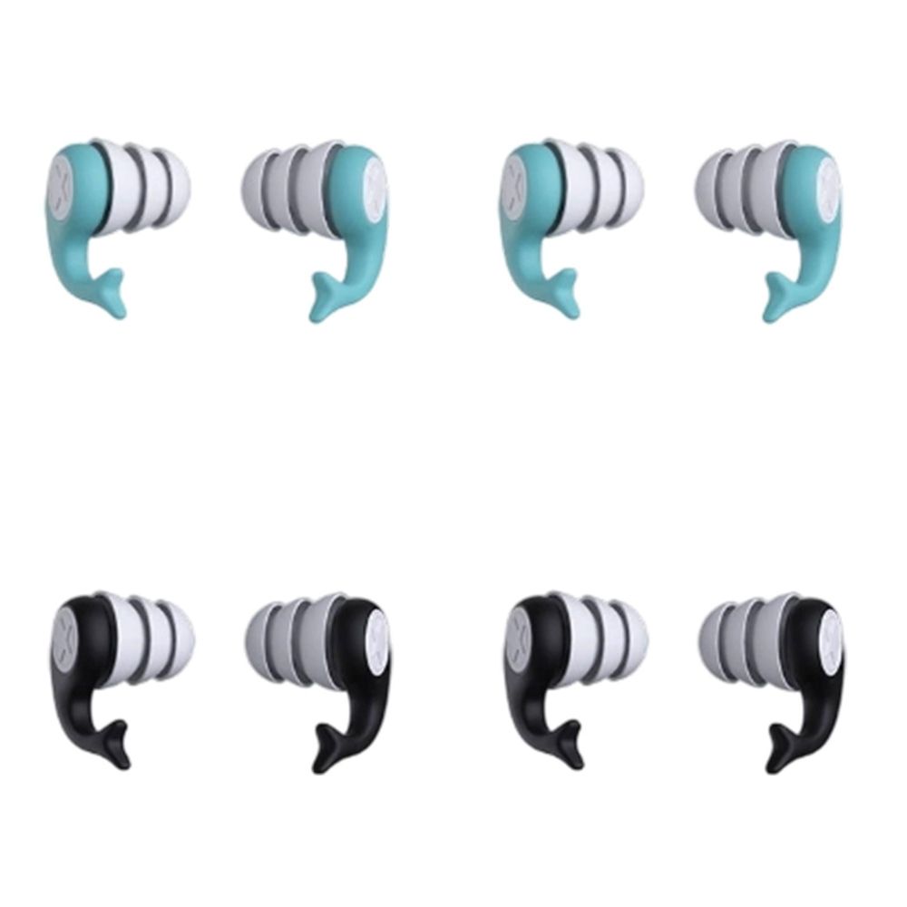 4 Pairs 1x0.8 Inch Swimming Ear Plugs, Waterproof Reusable Soft Silicone Swim Earplugs for Pool, Surfing, Diving, Showering