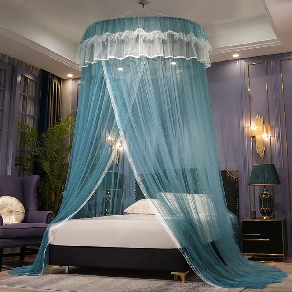 Mosquito Net Bed Canopy for Girls, Princess Canopy Bed Curtain Fine Sheer Mesh Dome Bed Canopies, Kids & Adults Lace Tent for Twin Full Queen King Bed