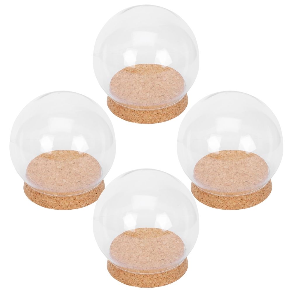 Clear Eternal Flower Glass Cover in Khaki with Cork for Decorative Use 4Pcs