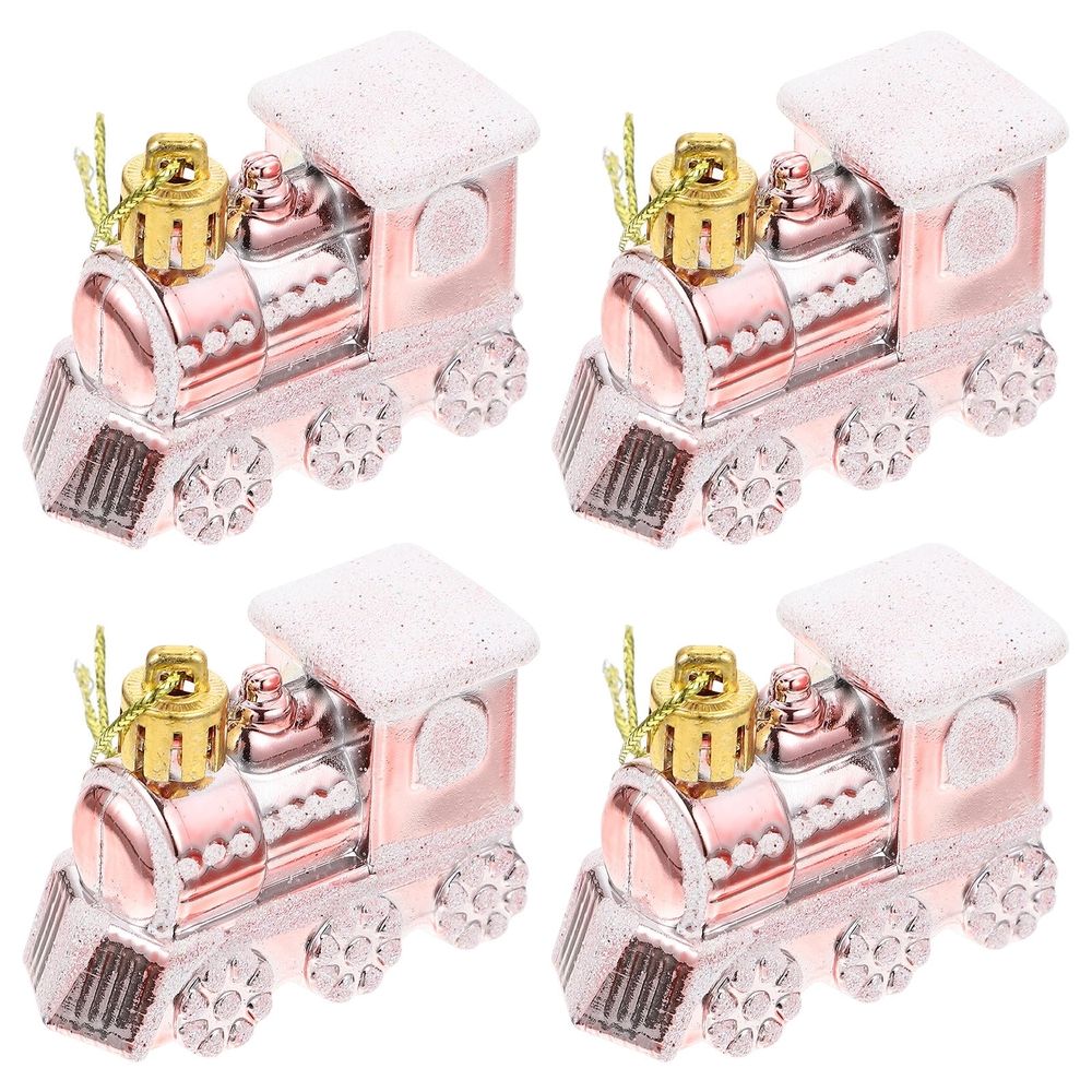 Mini Train Decoration Set 4 Pieces Plastic Model 2.4x1x1.6 Inches for Home and Office Display