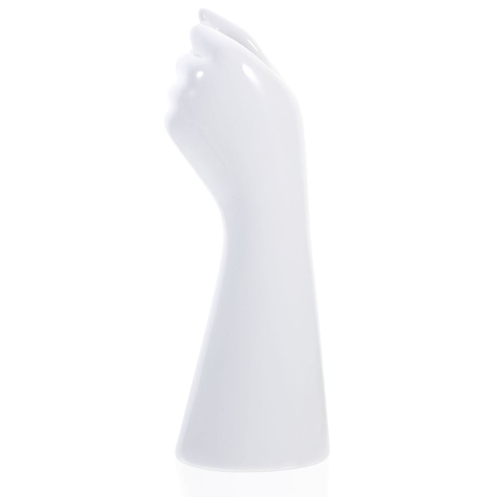 Plated Silver Ceramic Hand Vase Decorative Human Body Arm Sculpture for Desktop Decor