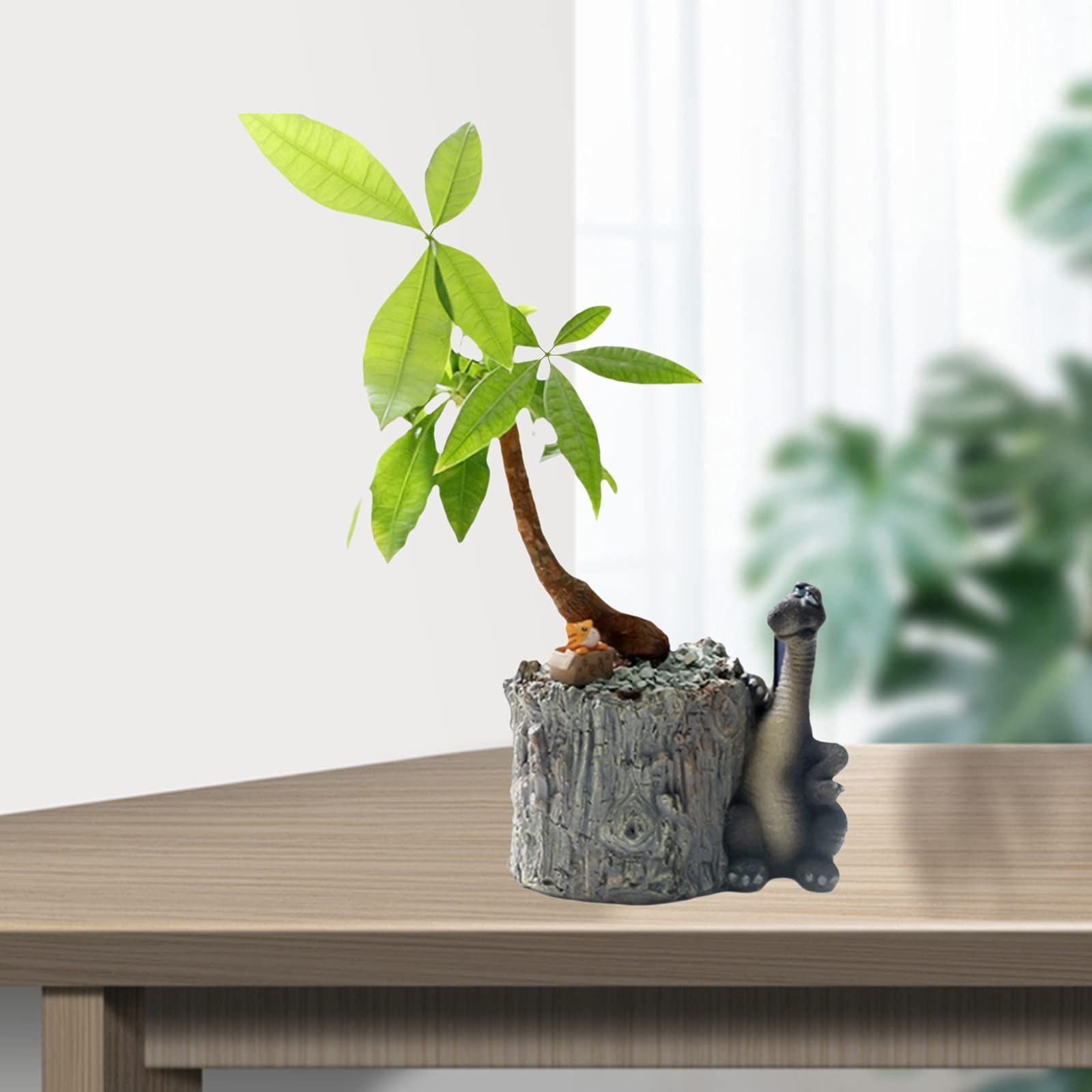 Dinosaur Shape Resin Flower Pot with Drain Hole for Succulent Plants, Animal Planters, Home Office, Indoor, Outdoor