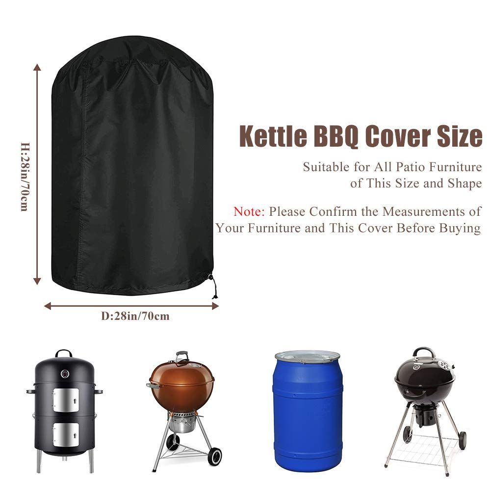 Heavy Duty Waterproof Charcoal Kettle Grill Cover 28" D Barrel Cover with Drawstring Oxford cloth barbecue cover