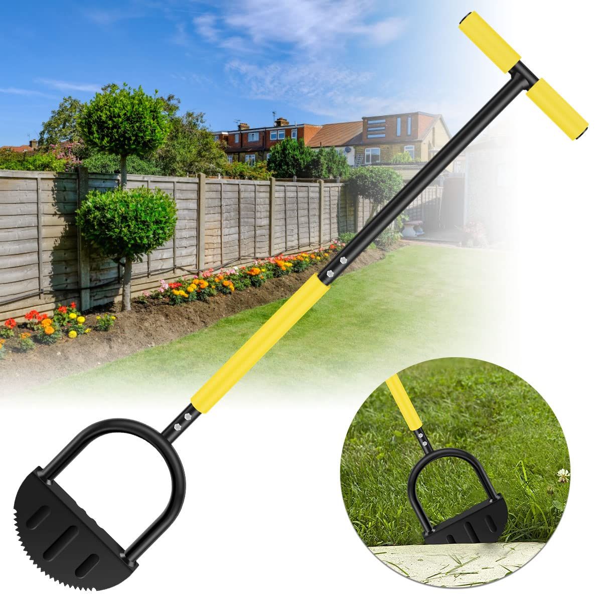 Edger Lawn Tool Garden Edger Half Moon Saw-Tooth Hand Edger Ergonomic Manual Lawn Step Edger with Long Handle Landscaping