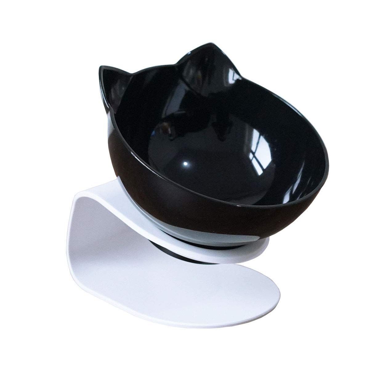 Cat Elevated Bowl with Raised Stand, Tilted Design Neck Guard Stand Raised Pet Food Water Feeder Bowl for Cats or Small Dogs