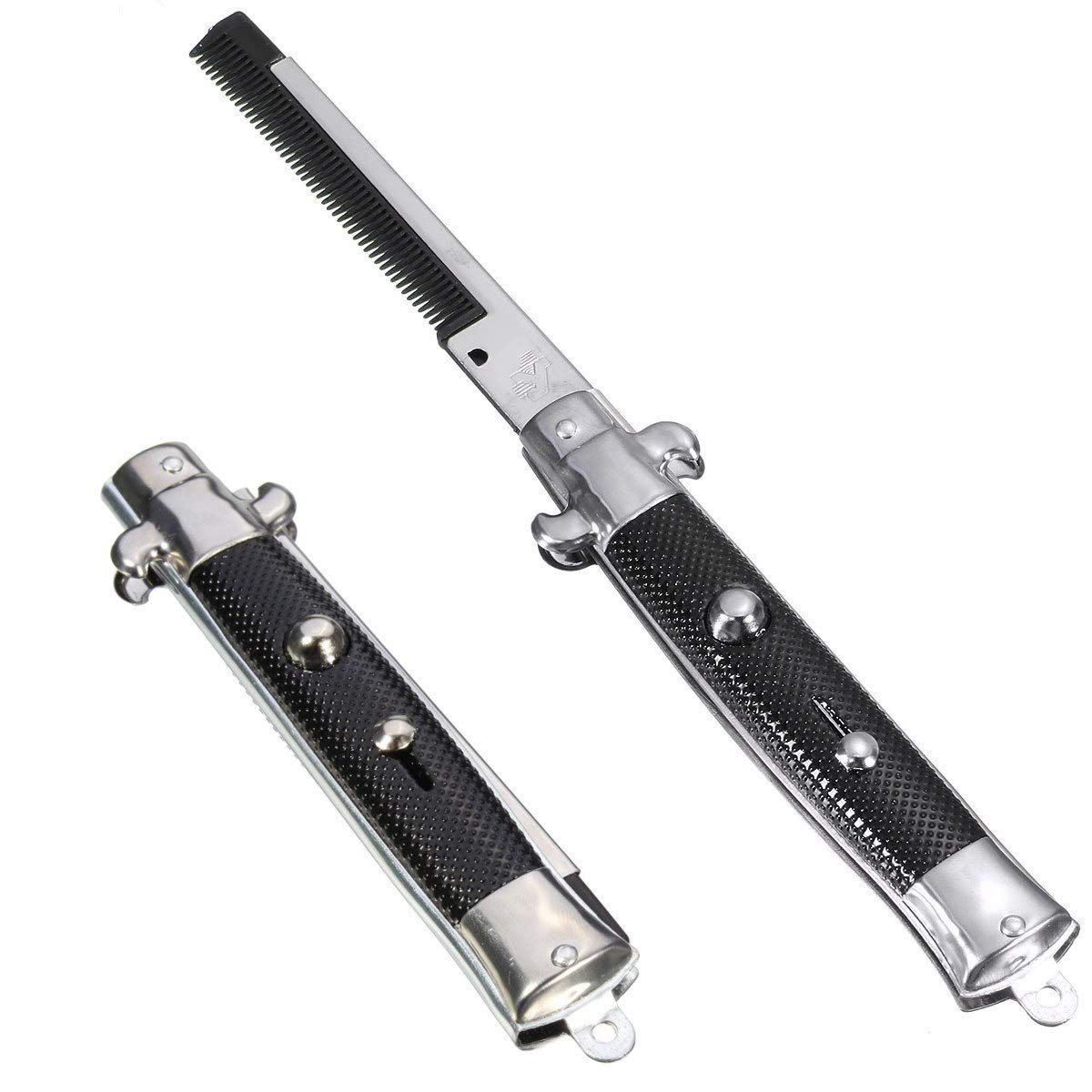 9" Stainless Steel Switch-Blade Folding Pocket Comb A switchblade comb makes a unique and entertaining gift (1-Unit)