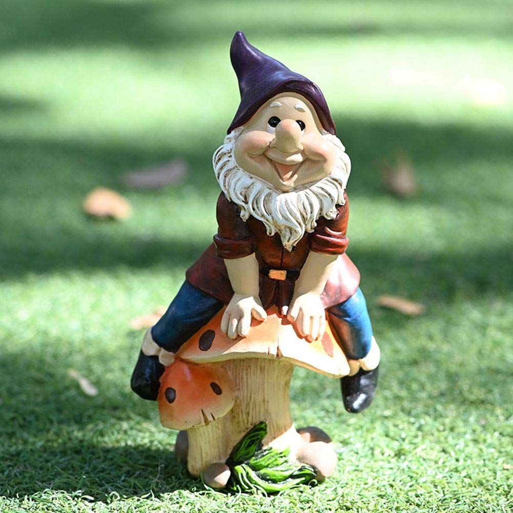 Outdoor Garden Floor Mushroom Dwarf Decoration Cartoon Gnomes Sculpture Decoration Resin Craft Creative Ornaments