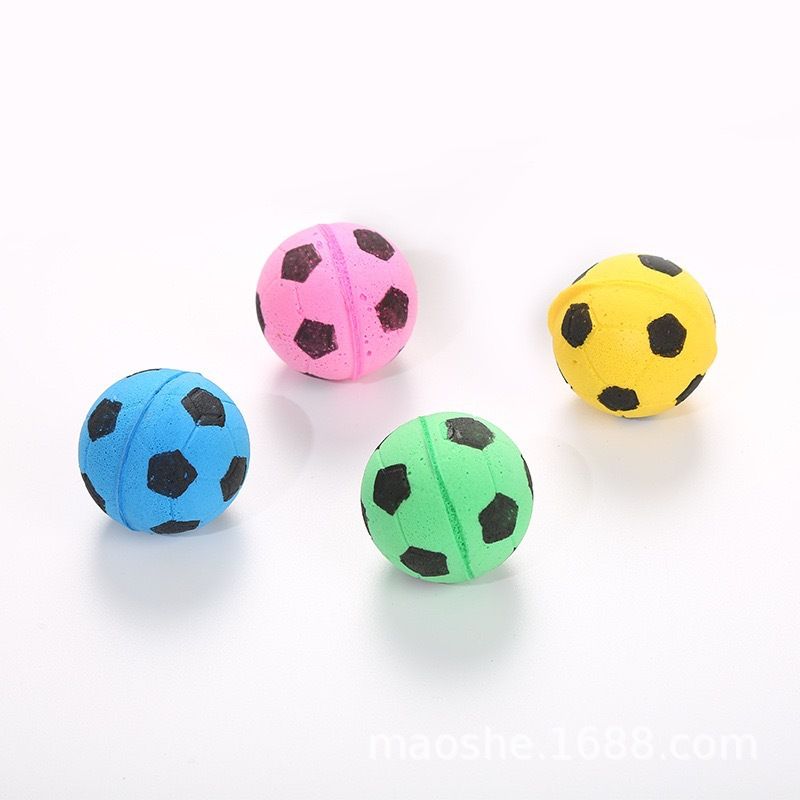 Sponge Soccer Ball Cat Toys - Interactive and Colorful Plush Toy, Fun for Cats and Kittens to Bat and Chase 4- Pack Color random