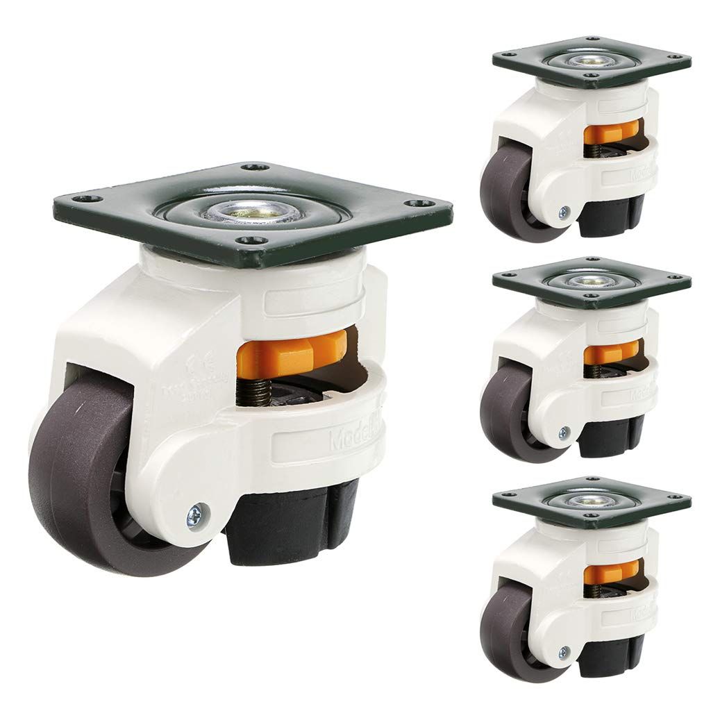 4 Pcs 40F Leveling Machine Caster, Top Plate Leveling Wheel with Retractable NBR Pad for Heavy Workbench Table