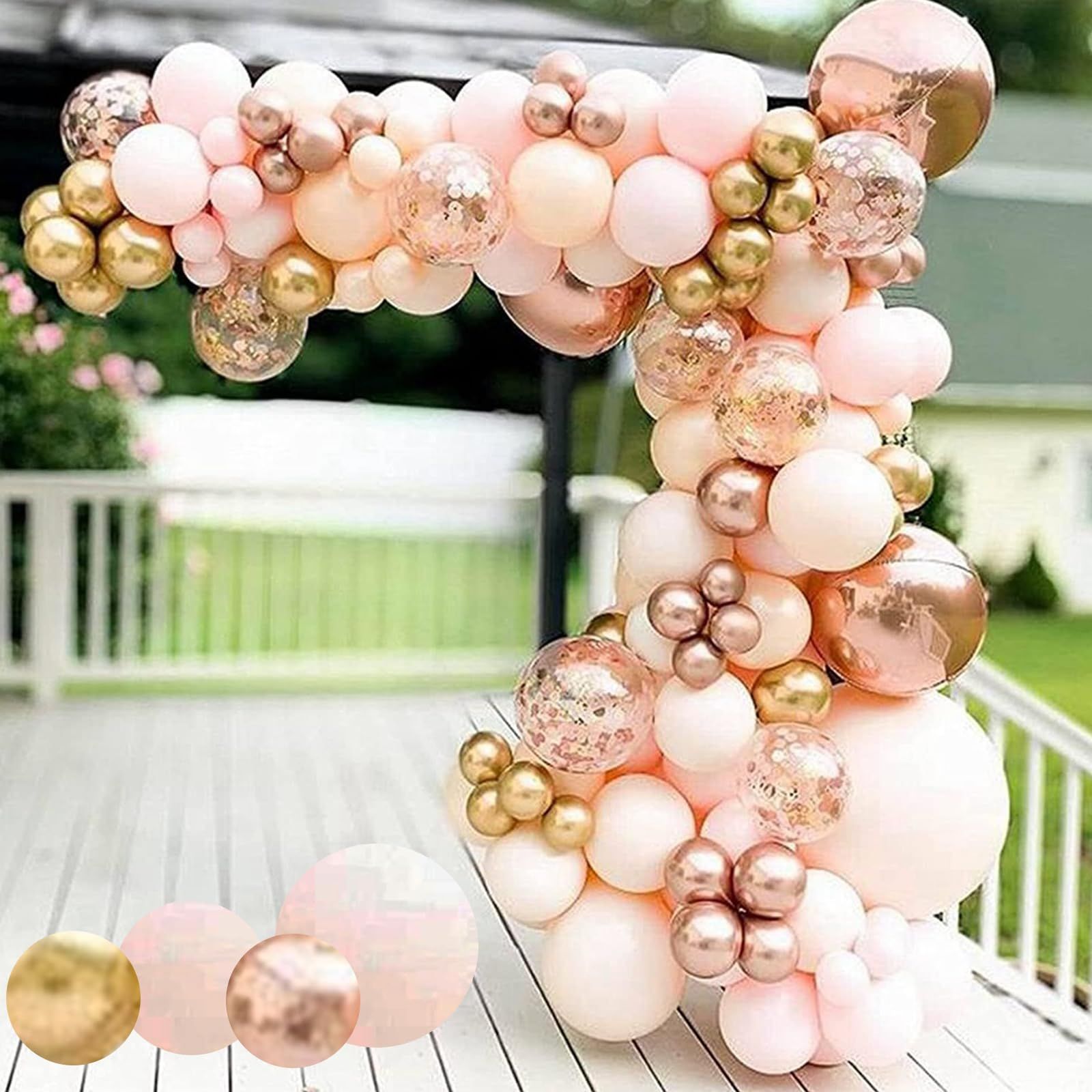 Orange Balloon Arch Kit Metallic Chrome Ballons with Globos and Rose Gold Confetti Latex Balloon Wedding Birthday Party Decor