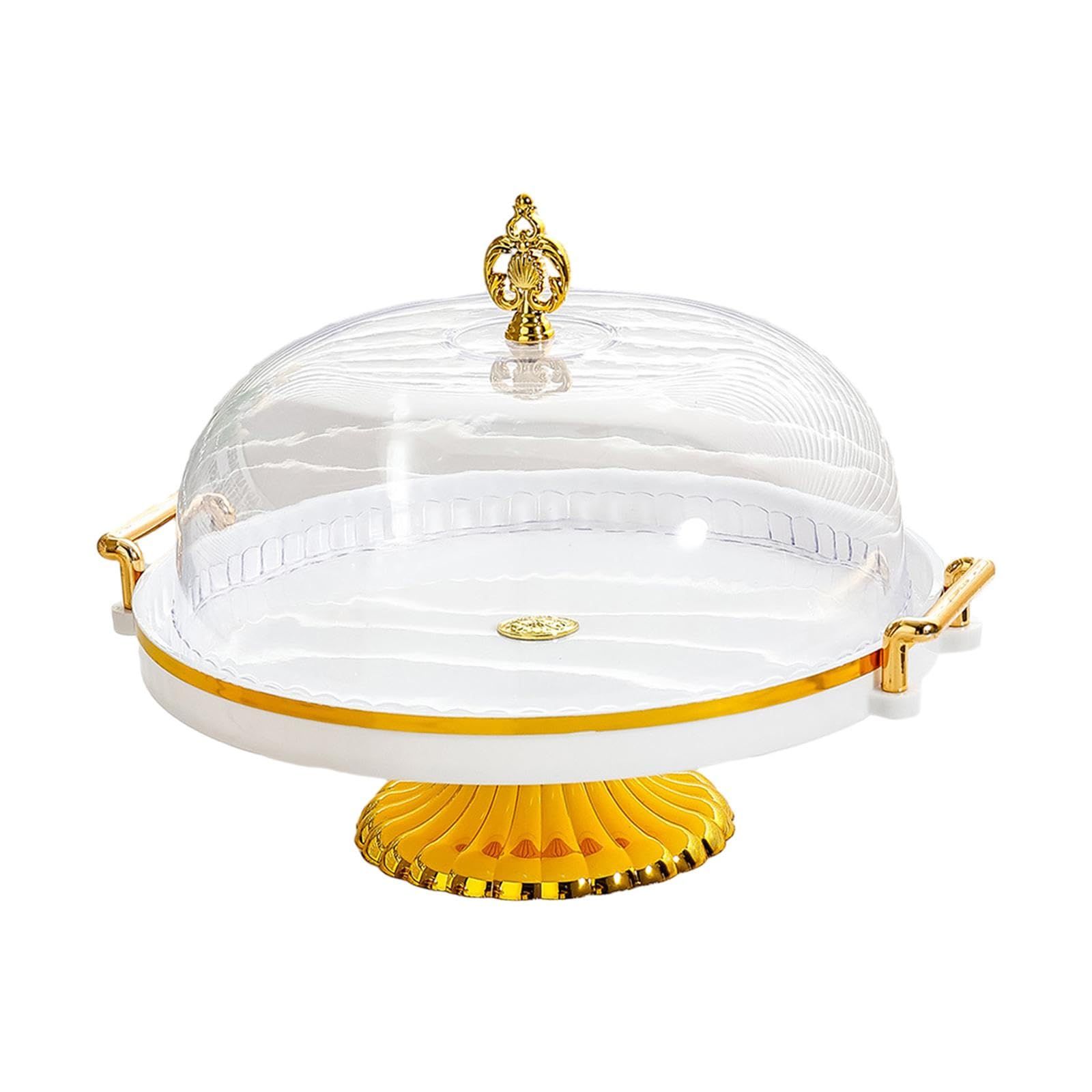Cake Stand with Dome Cover, Curved Footed Covered Cake Stand Dessert Cake Plate, Dessert Snack Serving Platter