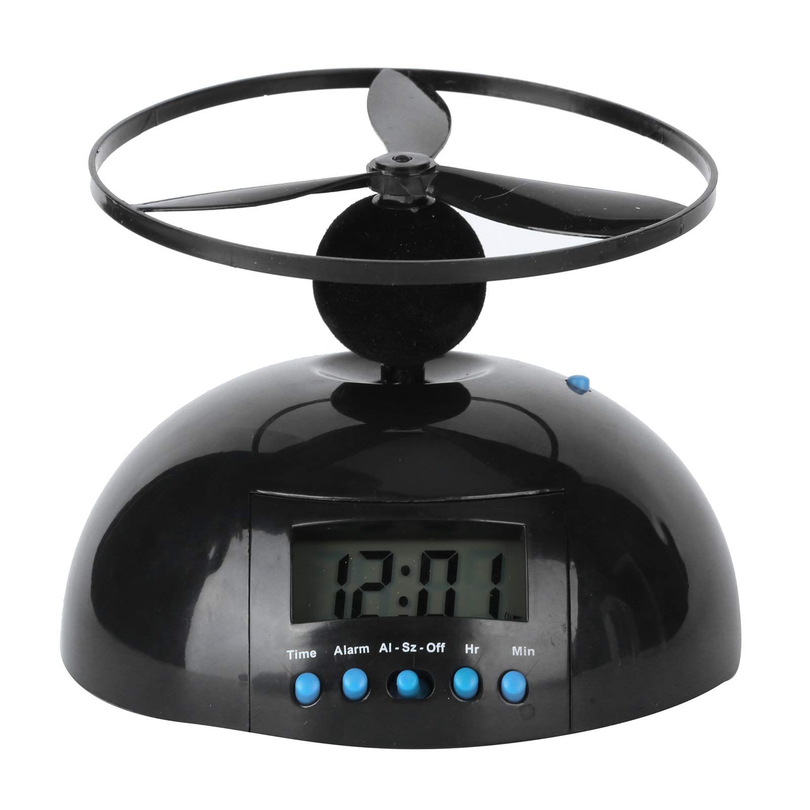 Alarm Clock Flying Mini Round Propeller Alarm Clock LCD Display Desktop Alarm Clock Digital Clock Run Away Rolling Helicopter