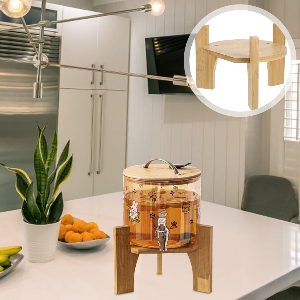 Bamboo Beverage Dispenser Stand for Drink Holder Rack with Water Dispenser Base