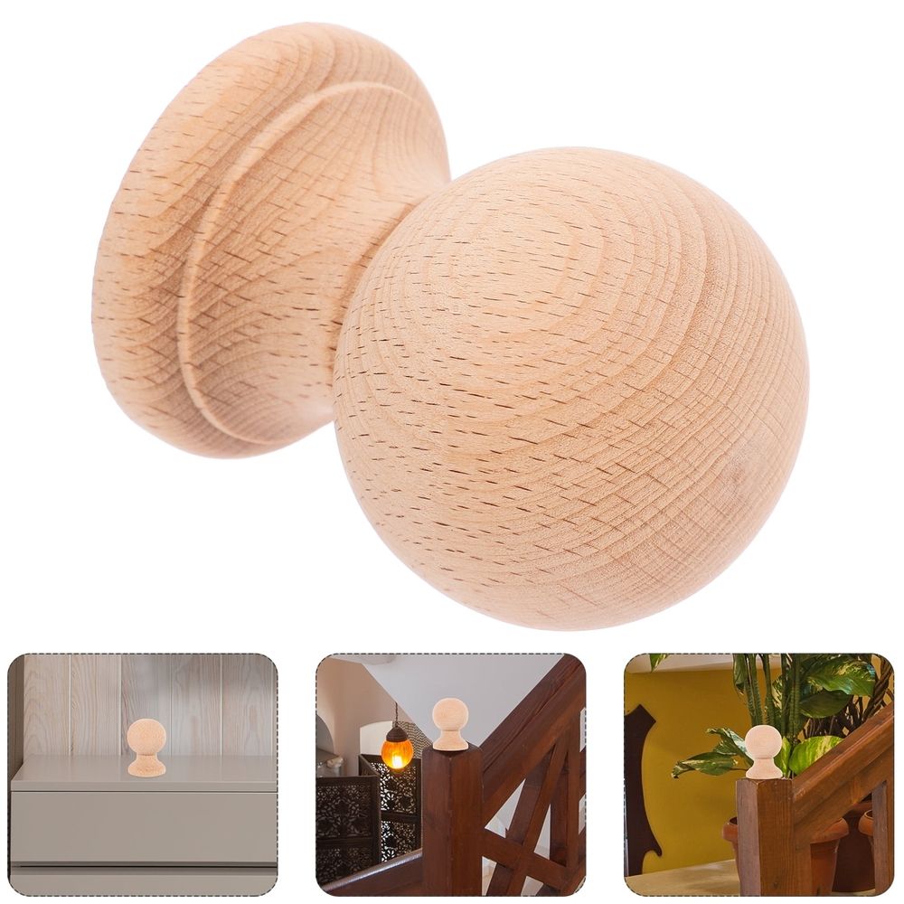Unfinished Wood Finials for Bed Posts Decorative Round Ball Wooden Finials Solid Wood Ball Finial for Indoor Use