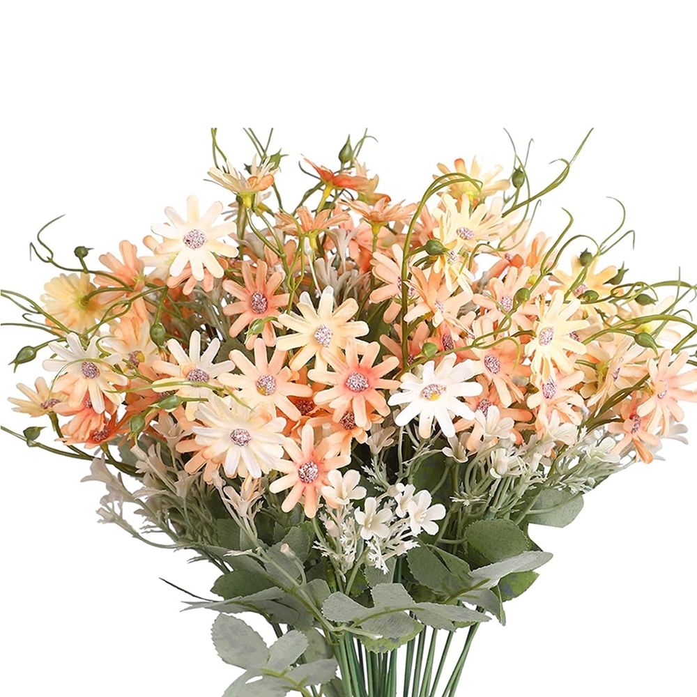 6PCS Artificial Wildflowers Spring Flowers Outdoor Fake Daisy Bouquet Bundle Anti UV Flower Decoration Silk Colorful Wildflowers Artificial Plants Bulk Decoration Home Decoration