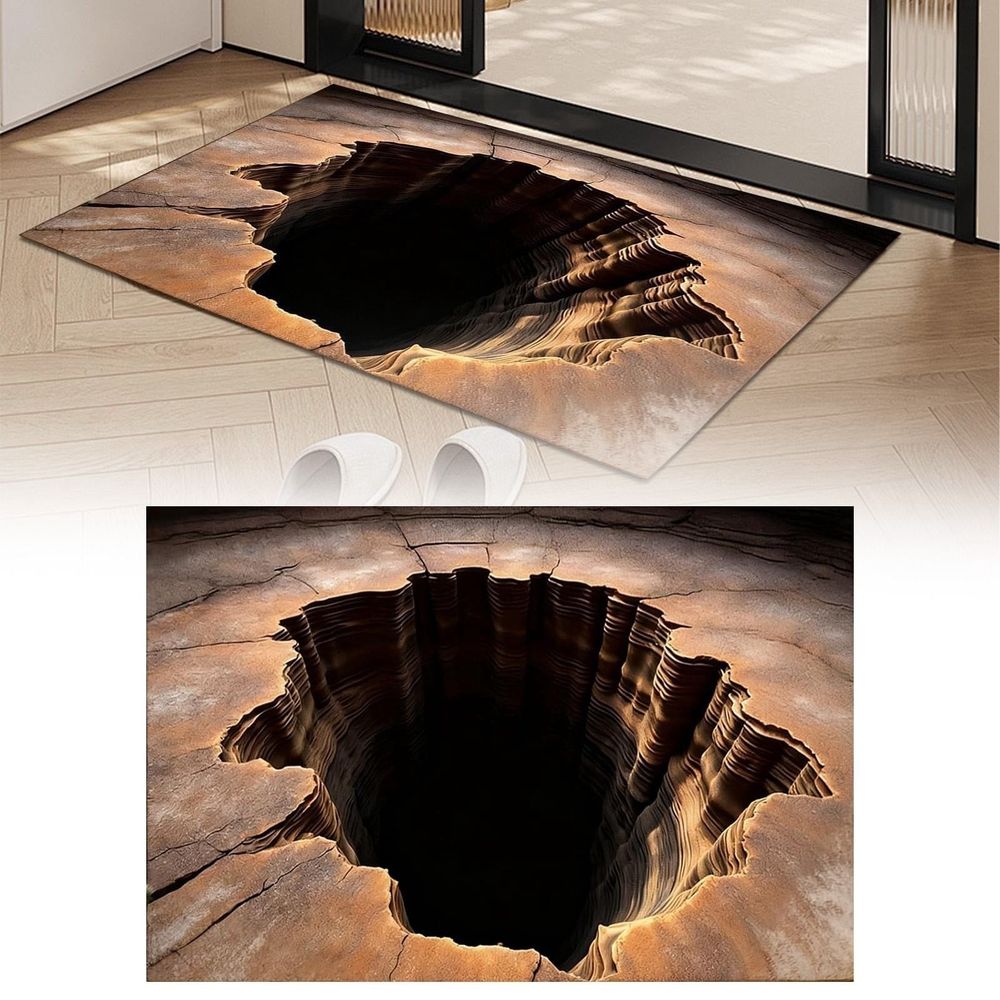 Area Rugs,Optical Rug 3D Rugs Optical Rug That Looks Like A Hole Non Doormat For Entrance Entryway Kitchen Bathroom