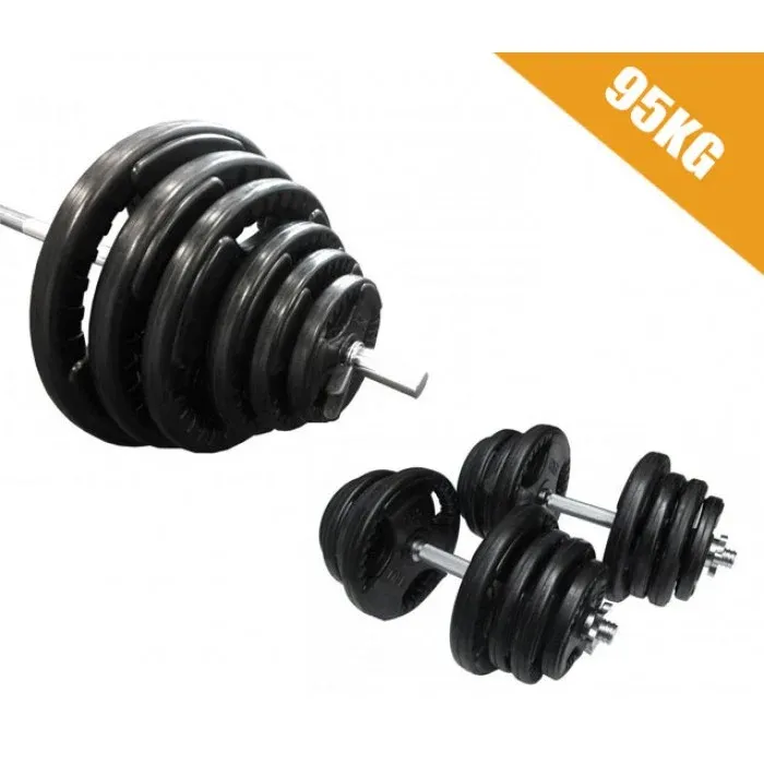 95kg Standard Rubber Coated Barbell/Dumbbell Weights Set