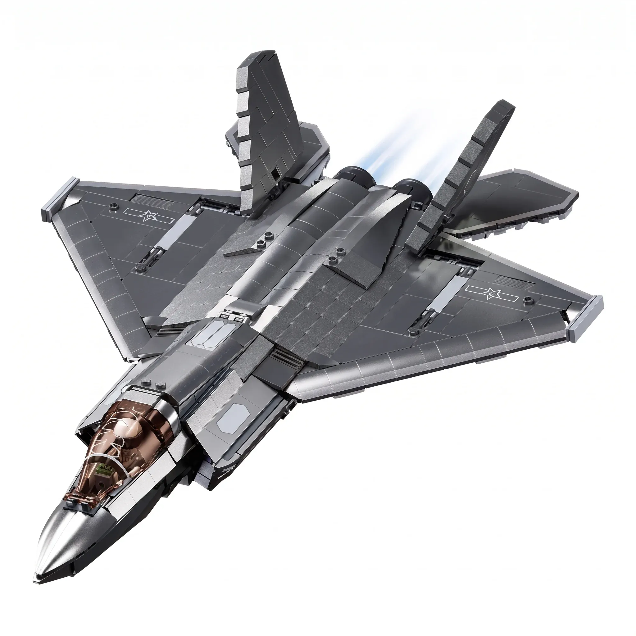 Sluban B1186 Model Kit 1:44 J35 Carrier Fighter Chinese Stealth Jet Plane Modern PLAAF Building Blocks DIY Set Toy