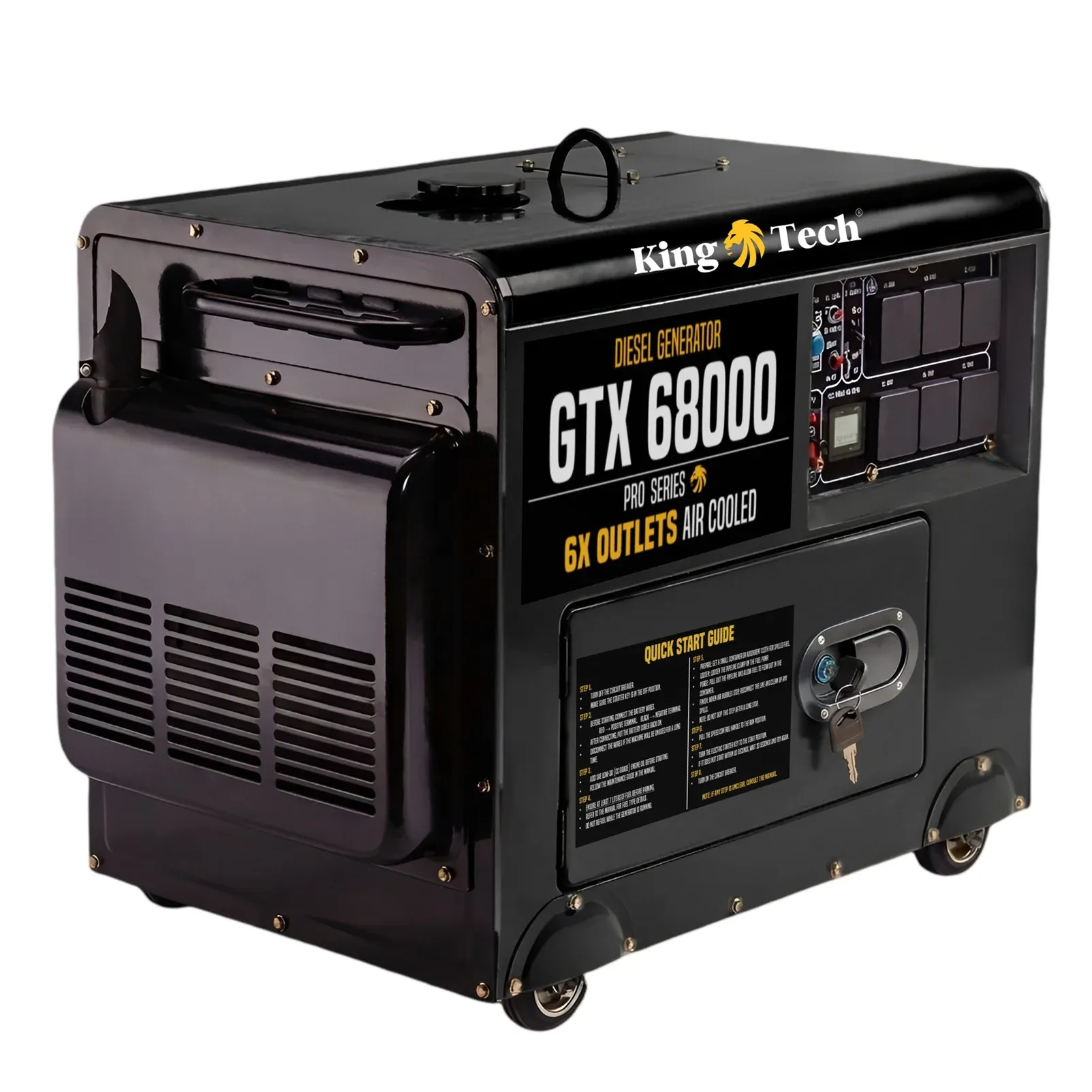 Diesel Generator Single Phase 8.4kw Rated Diesel 6kw 13hp Portable 6 outlets
