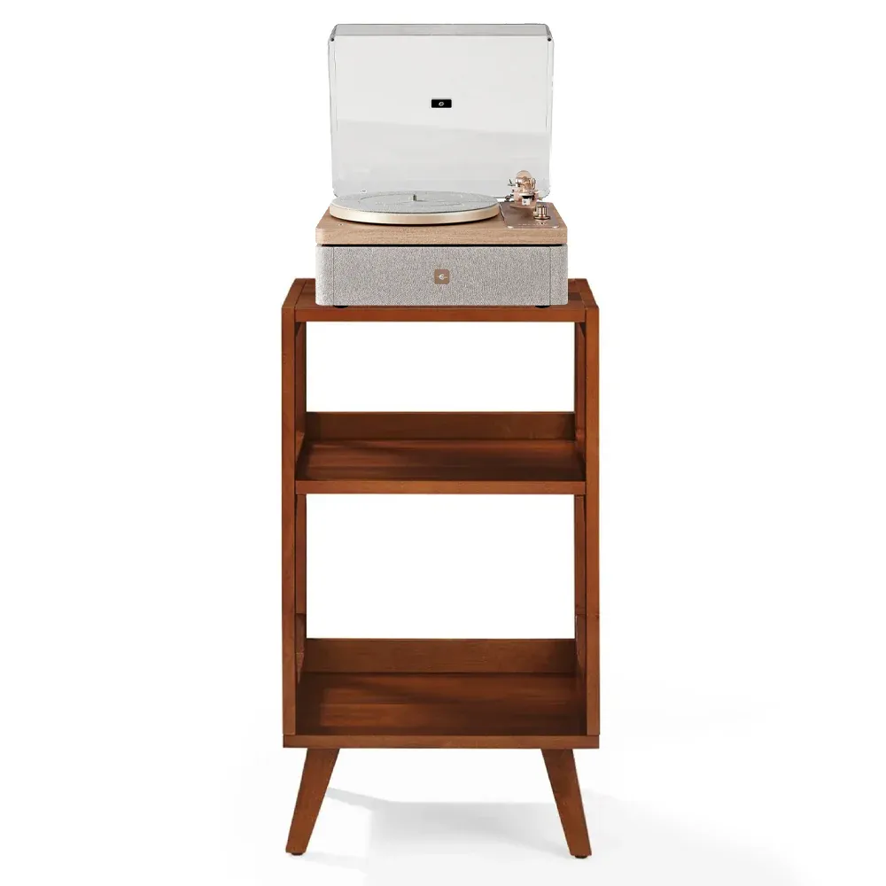 Crosley E100 Record Player Shelf System + Crosley Asheville Stand Bundle - Natural