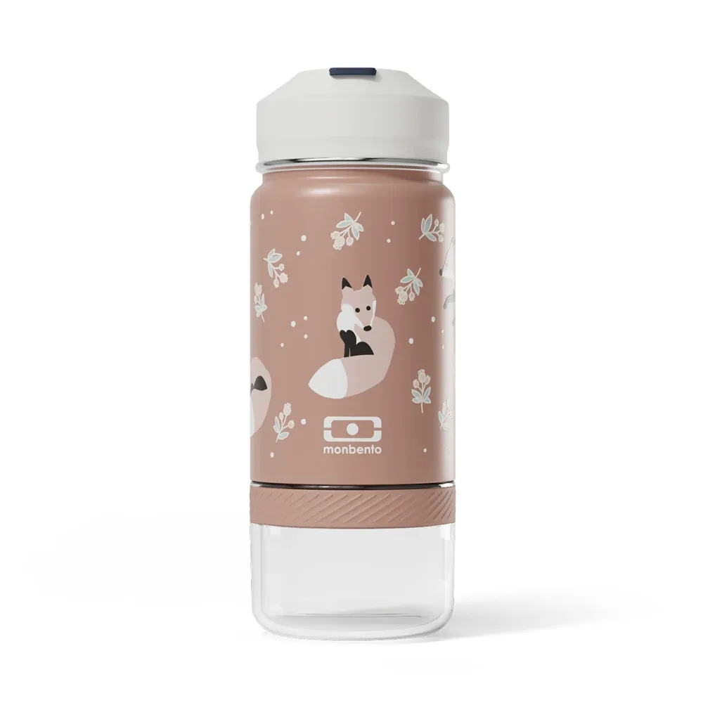 Monbento Twisty Kids Water Bottle with Snack Container- Fox